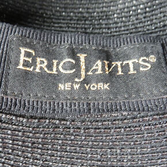 Eric Javits Black Wide Brim Floppy Straw Sun Hat $285 - Picture 3 of 7